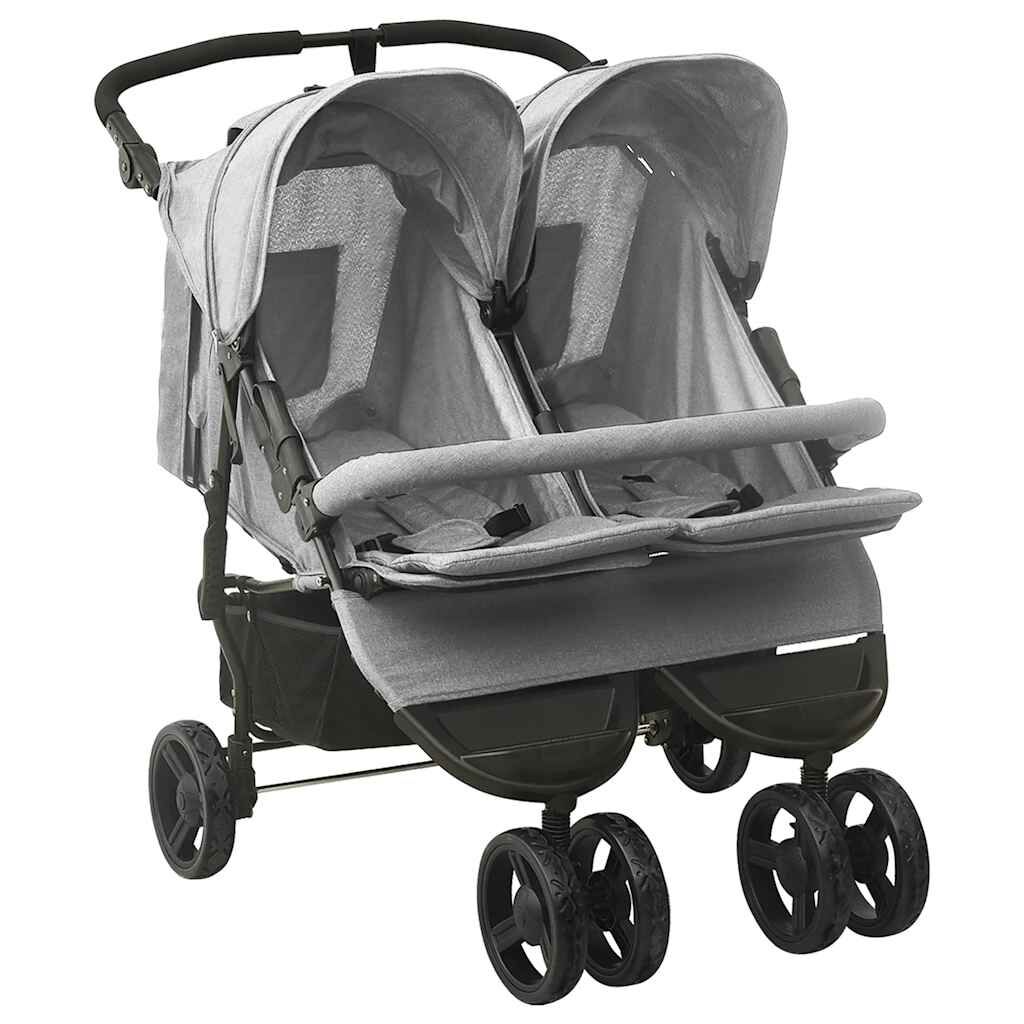 Vidaxl Carrito Para Gemelos De Acero Gris Claro_0
