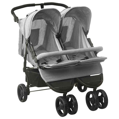 Vidaxl Carrito Para Gemelos De Acero Gris Claro_0