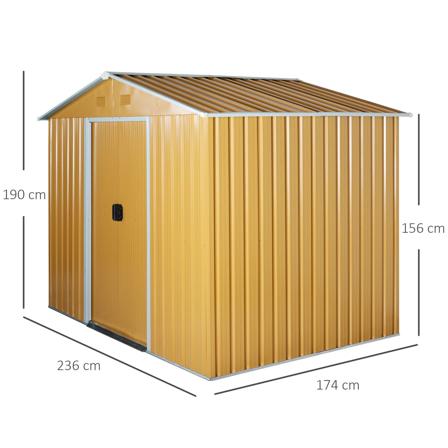 Outsunny Caseta De Jardín 3,6m² 236x174x190cm Con Puertas Correderas 4 Ventanas_2