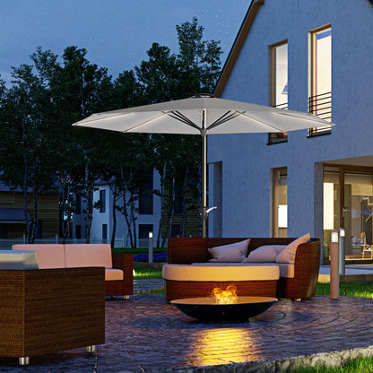 Outsunny Sombrilla De Jardín Ø265x240 Cm Con Luces Led Solares Gris Claro_1