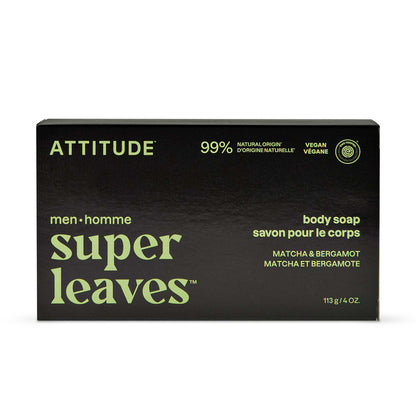 Super leaves men jabón Corporal Sólido Matcha & Bergamota 113 g