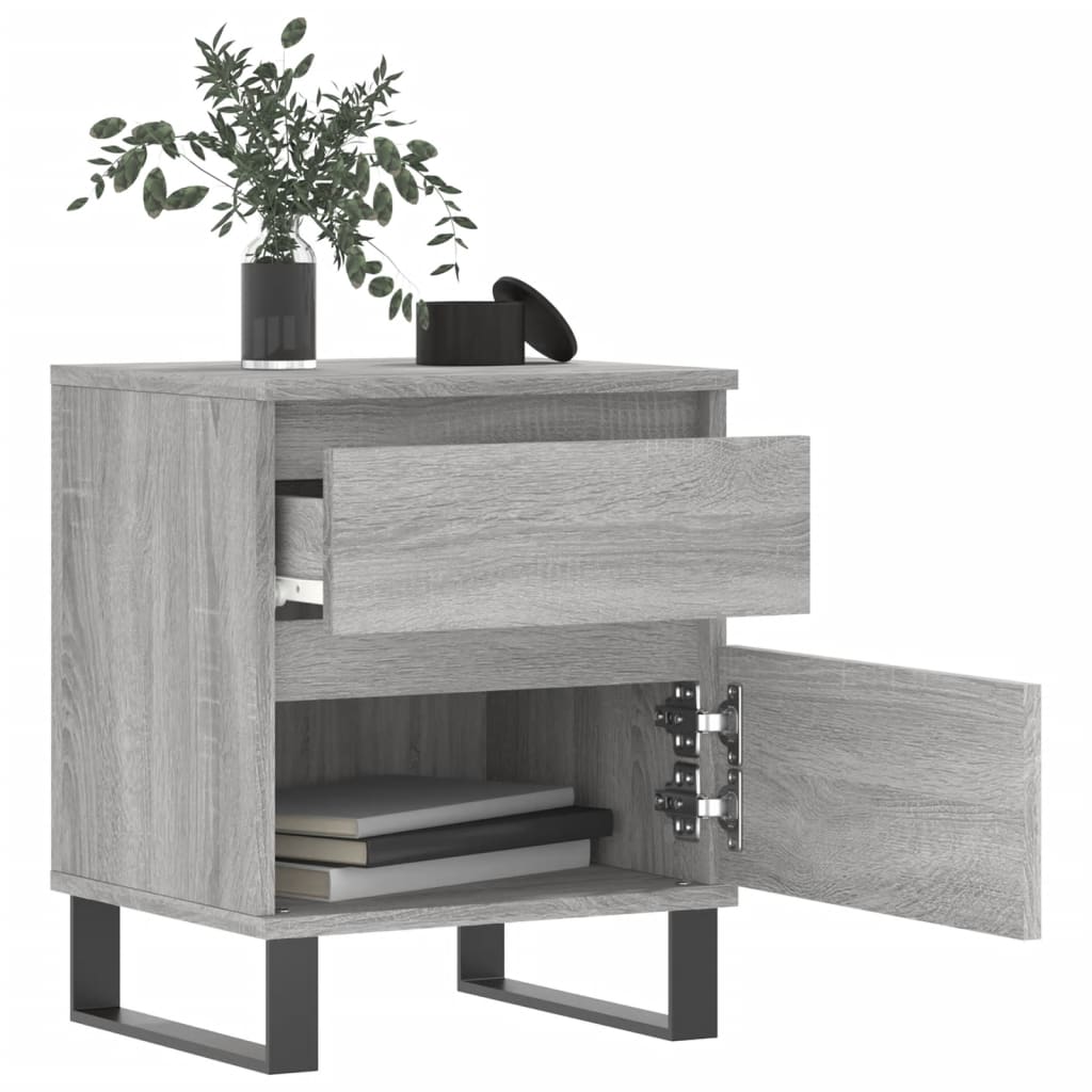 Mesita De Noche 2 Uds Madera Ingeniería Gris Sonoma 40x35x50 Cm_1