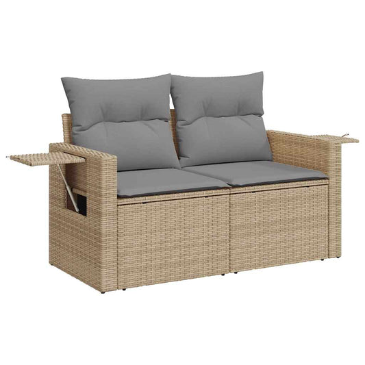 Set De Sofás De Jardín 11pzas Con Cojines Ratán Sintético Beige / Vetonek_0