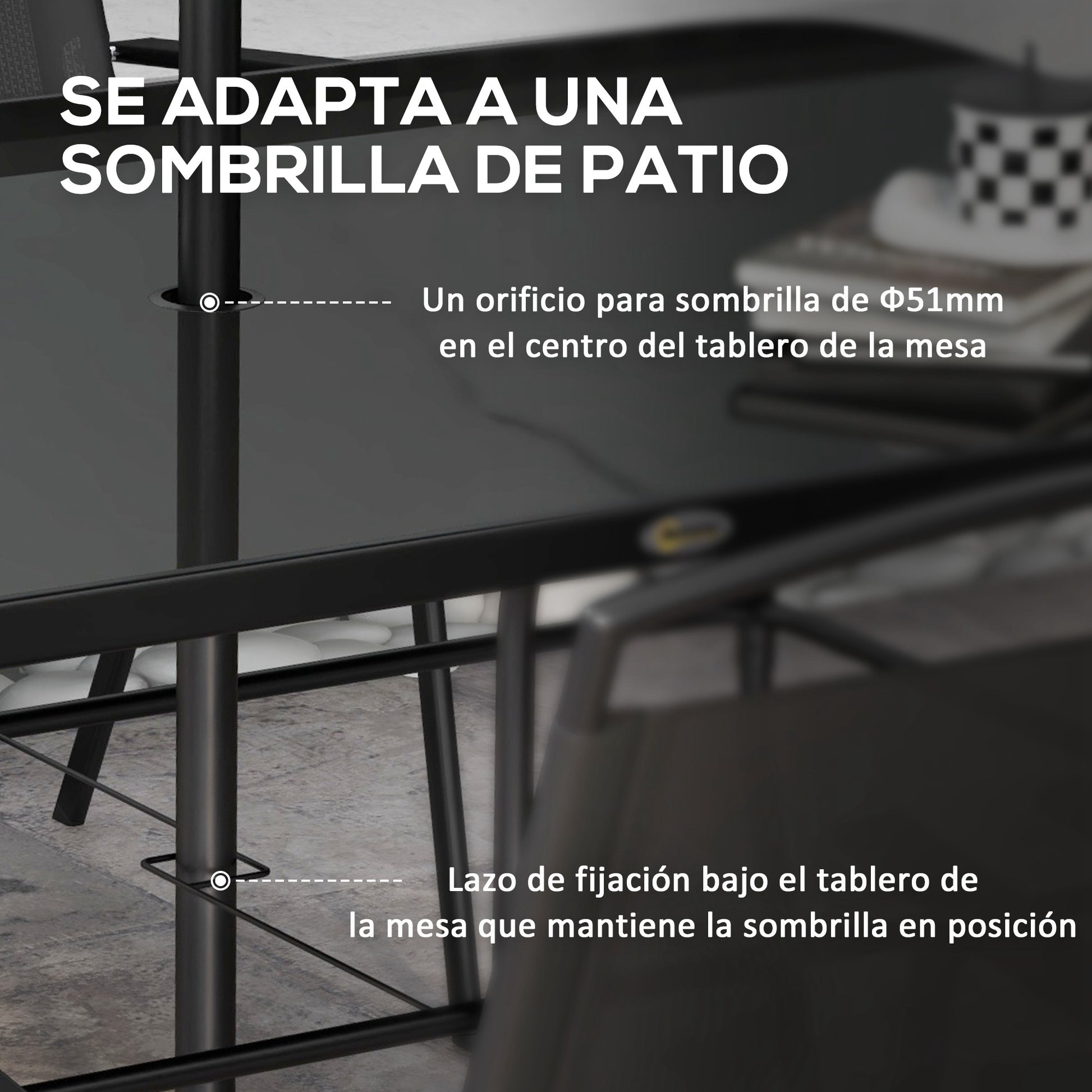 Outsunny Conjunto De Comedor De Exterior Con 6 Sillas Plegables Negro_3