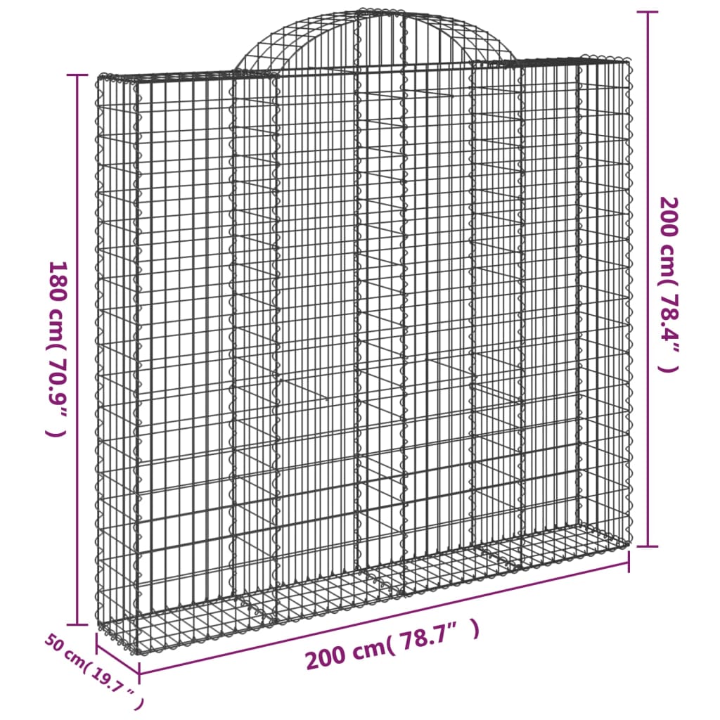 Cestas De Gaviones 3 Uds Forma De Arco Hierro 200x50x180/200 Cm_5