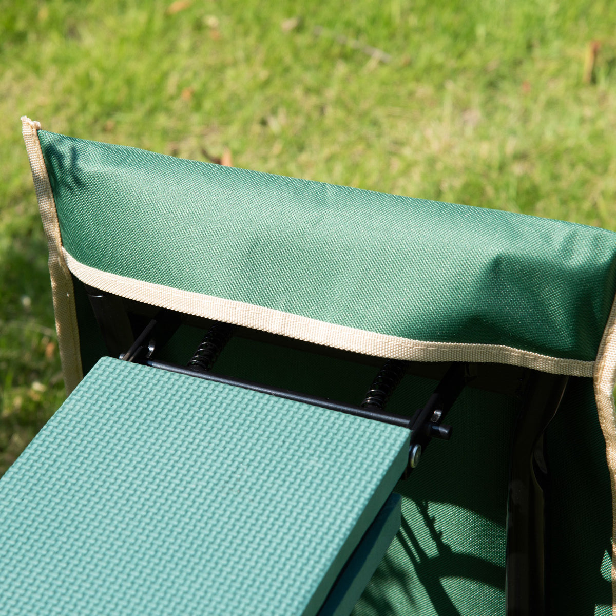 Outsunny Taburete De Jardín Plegable 2 En 1 Con Almohadilla De Espuma Y Bolsa_3