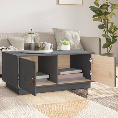 Mesa De Centro De Madera Maciza De Pino Gris 80x50x35 Cm_1