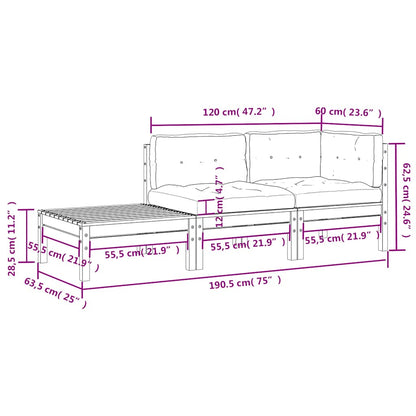 Vidaxl Juego Muebles De Jardín 3 Pzas Cojines Gris Madera Pino Maciza_2