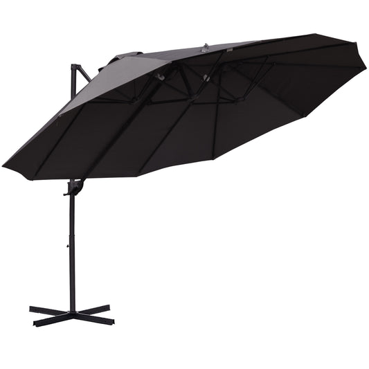 Outsunny Parasol De Jardín Doble Con Manivela 270x445x260 Cm Gris_0