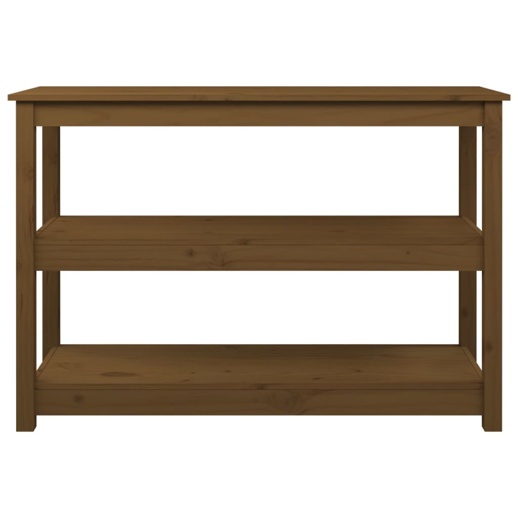 Mesa Consola De Madera Maciza De Pino Marrón Miel 110x40x74 Cm_3
