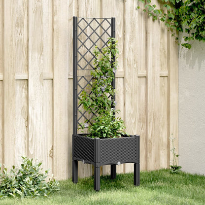 Jardinera Con Enrejado Pp Negro 40x40x142 Cm_1