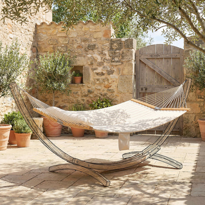 Outsunny Hamaca Acolchada De Jardín Portátil Con Almohada Desmontable Crema_1