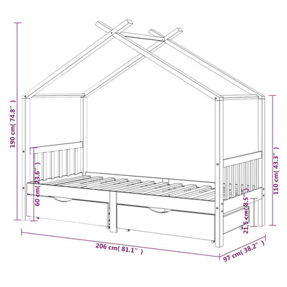 Vidaxl Estructura Cama Niños Con Cajones Madera Maciza Pino 90x200 Cm_2