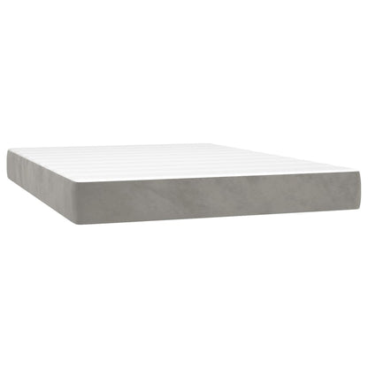 Cama Box Spring Colchón Y Led Terciopelo Gris Claro 140x190 Cm / Vetonek_2