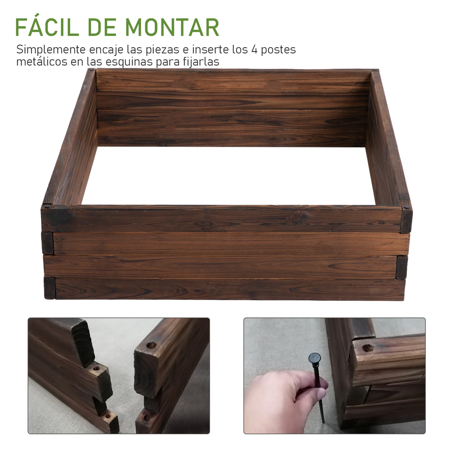 Outsunny Jardinera De Madera Jardín Maciza Para Cultivo De Flores Plantas_5