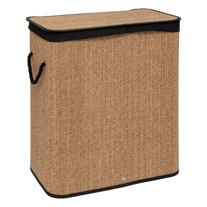 Cesta De Ropa Rectangular 100l Bambú Y Tejido Negro_0
