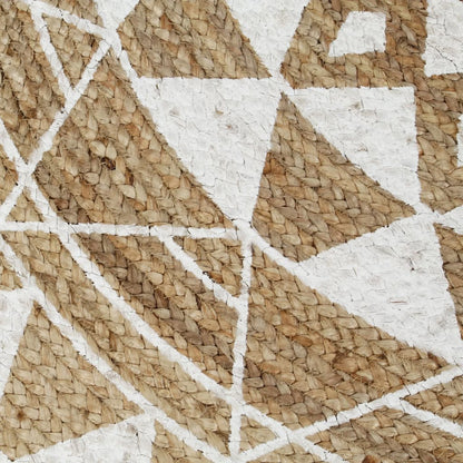 Alfombra De Yute Tejida A Mano Con Estampado Blanco 120 Cm / Vetonek_4