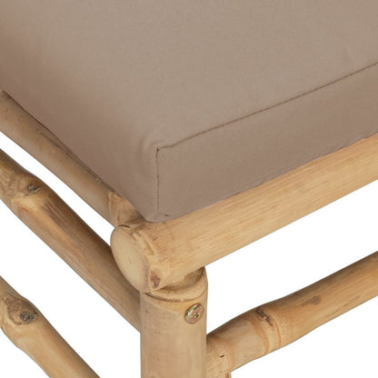 Vidaxl Sofá Central De Jardín Bambú Con Cojines Gris Taupe_5