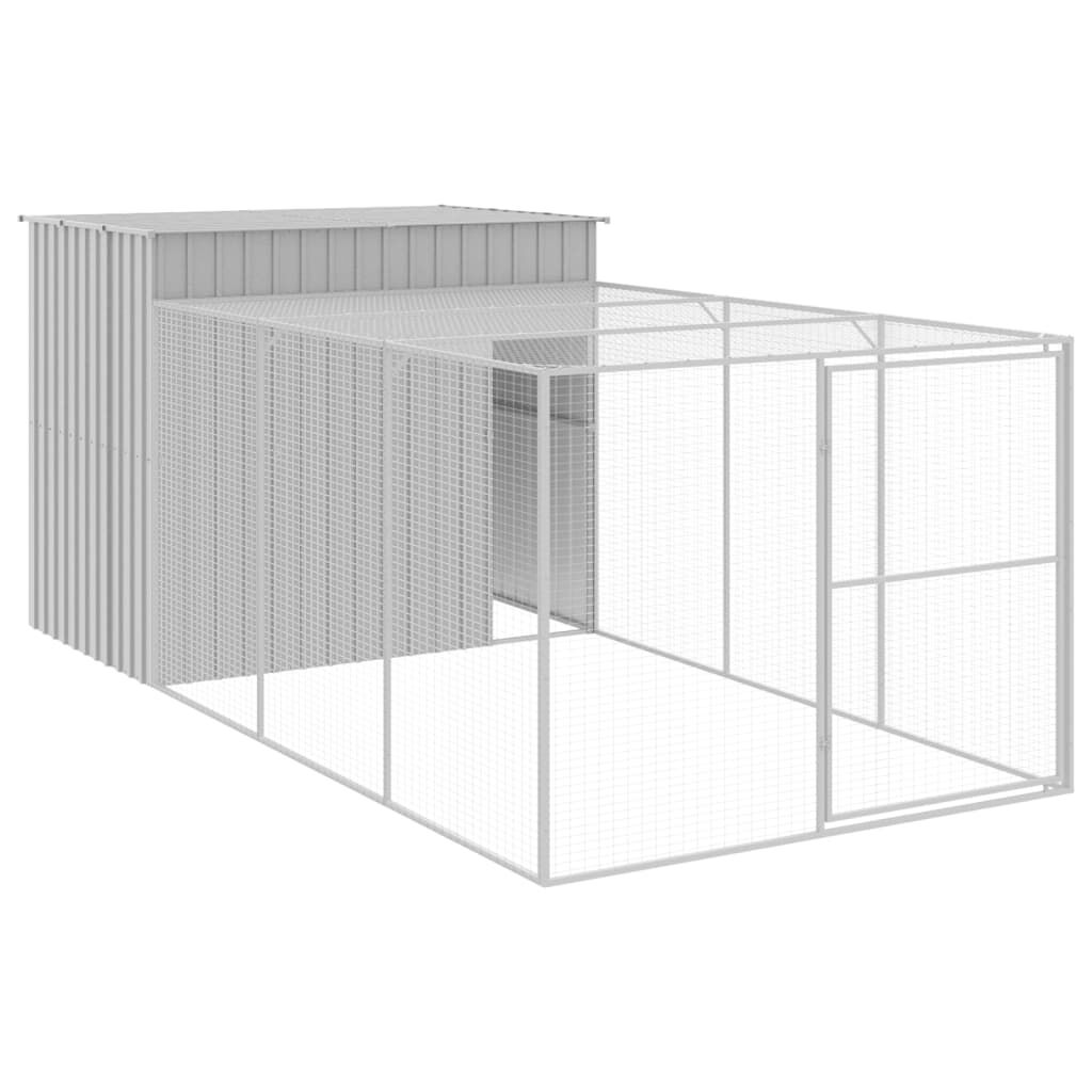 Vidaxl Caseta Perros Corral Acero Galvanizado Gris Claro 214x457x181cm_0