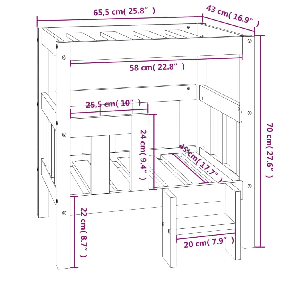 Vidaxl Cama Para Perros Madera Maciza De Pino Gris 65,5x50,5x70 Cm_2