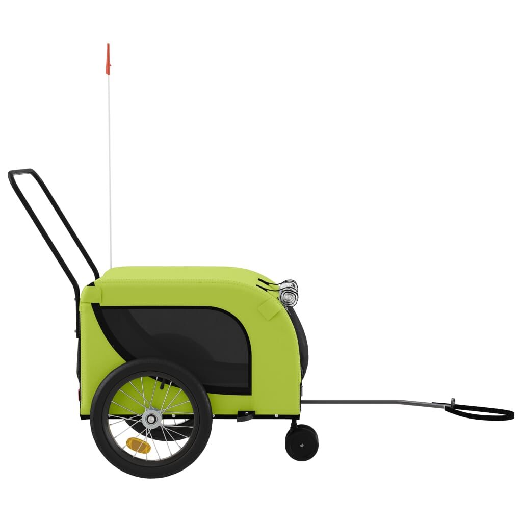 Vidaxl Remolque De Bicicleta Mascotas Hierro Tela Oxford Verde Negro_4