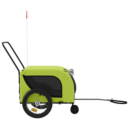 Vidaxl Remolque De Bicicleta Mascotas Hierro Tela Oxford Verde Negro_4
