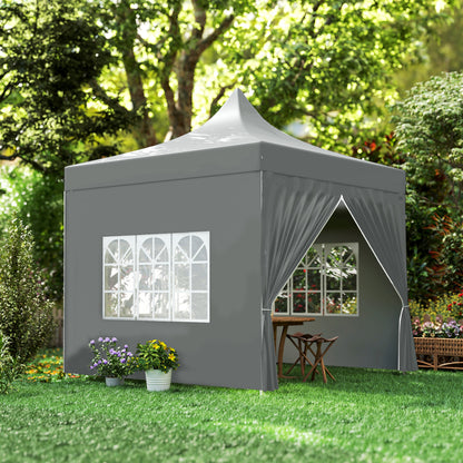 Outsunny Carpa Plegable Pop-up 3x3 M Con 4 Paredes Laterales Anti-uv Gris_3