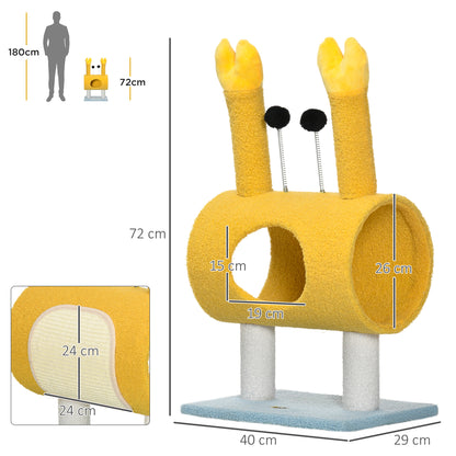 Pawhut Árbol Rascador Para Gatos Postes Con Forma De Cangrejo Bolas 40x29x72 Cm_2