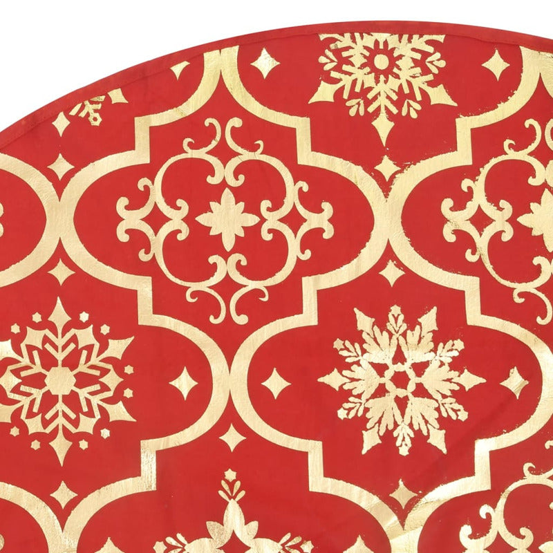 Vidaxl Falda De Árbol De Navidad De Lujo Con Calcetín De Tela Roja De 150 Cm De_5