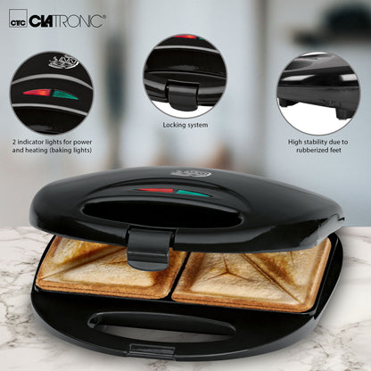 Sandwichera, 2 Sandwiches, Placas Antiadherentes, Regulador Temperatura, Tostado Perfecto Clatronic St 3477 700w_1