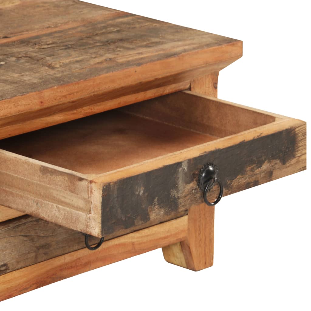 Mesa De Centro De Madera Maciza Reciclada 90x50x31 Cm._4