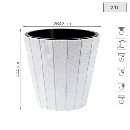 Maceta Woode 21l., Dimensiones (mm) 348x348x325, Color Blanco_1