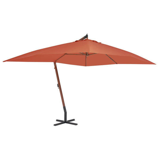 Vidaxl Sombrilla Jardín Voladiza Palo De Madera Terracota 400x300 Cm_0