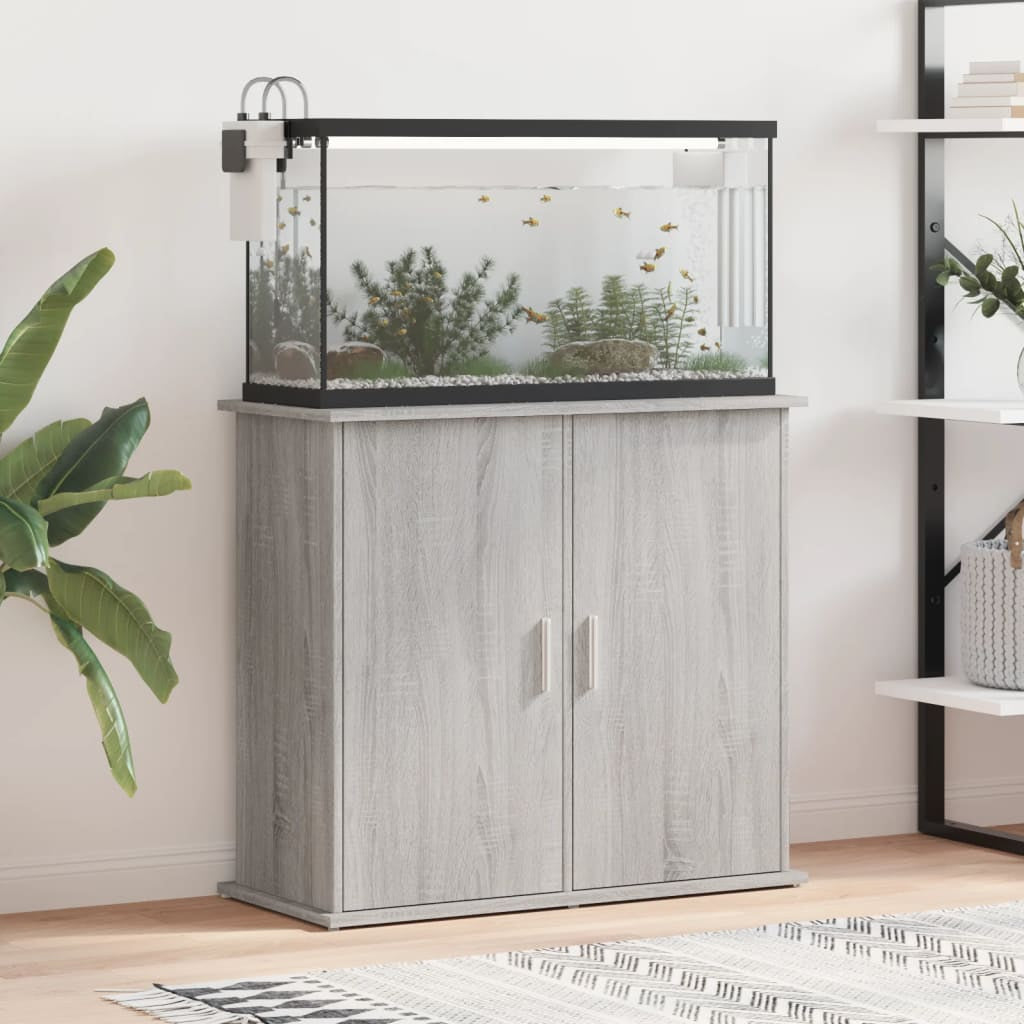 Vidaxl Soporte Para Acuario Madera Ingeniería Gris Sonoma 81x36x73 Cm_1