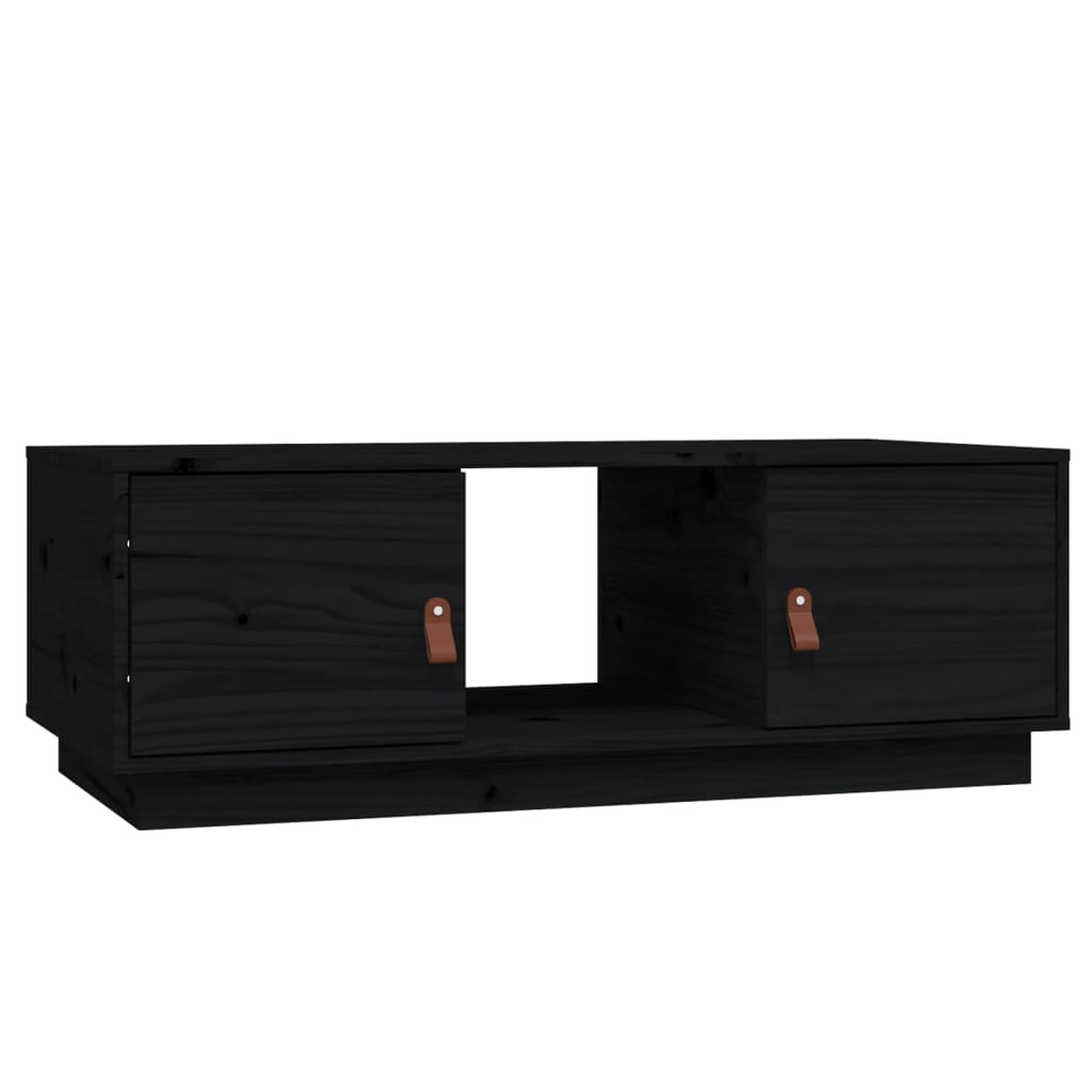 Mesa De Centro De Madera Maciza De Pino Negro 100x50x35 Cm_0