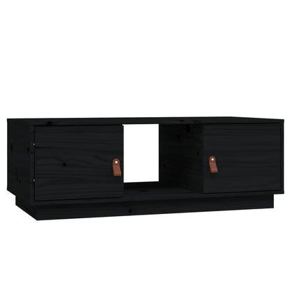Mesa De Centro De Madera Maciza De Pino Negro 100x50x35 Cm_0