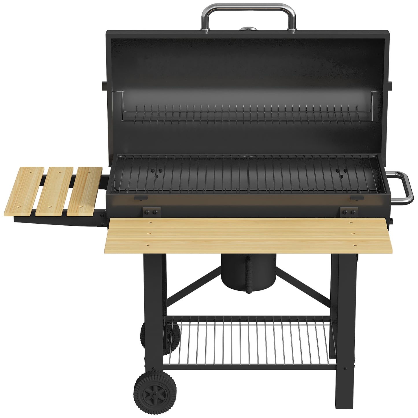 Outsunny Barbacoa De Carbón Portátil Móvil Con Estantes Plegables Tapa Negro_3