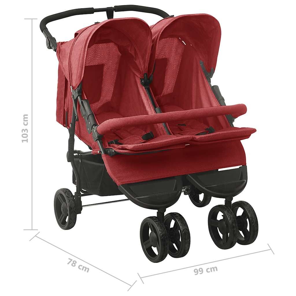Vidaxl Carrito Para Gemelos De Acero Rojo_2