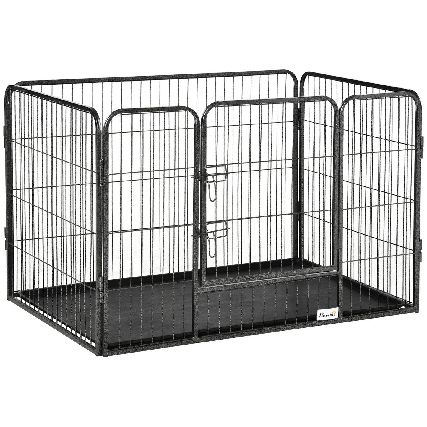 Pawhut Parque Mascotas Rectangular 4 Vallas Puerta Doble Pestillos 109x74x71cm_0