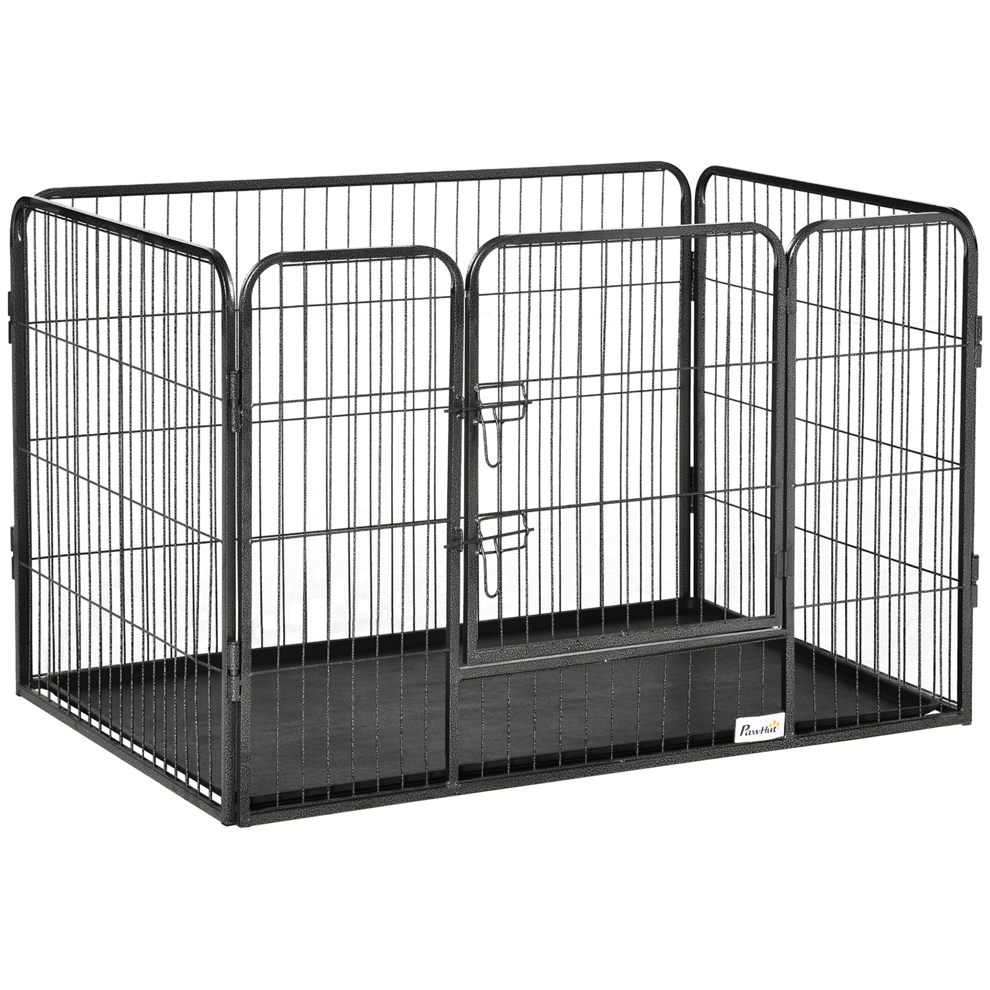 Pawhut Parque Mascotas Rectangular 4 Vallas Puerta Doble Pestillos 109x74x71cm_0