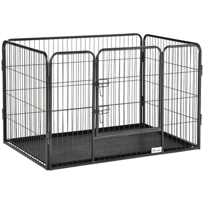 Pawhut Parque Mascotas Rectangular 4 Vallas Puerta Doble Pestillos 109x74x71cm_0