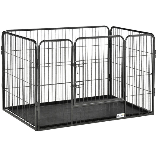 Pawhut Parque Mascotas Rectangular 4 Vallas Puerta Doble Pestillos 109x74x71cm_0