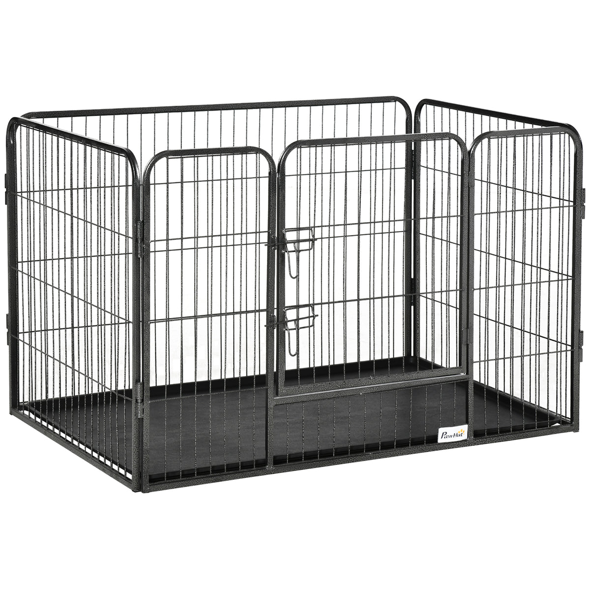 Pawhut Parque Mascotas Rectangular 4 Vallas Puerta Doble Pestillos 109x74x71cm_0