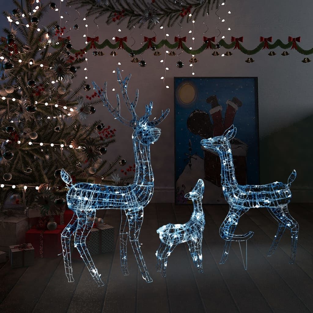 Vidaxl Familia De Renos De Navidad Acrílico 300 Leds Blanco Frío_1