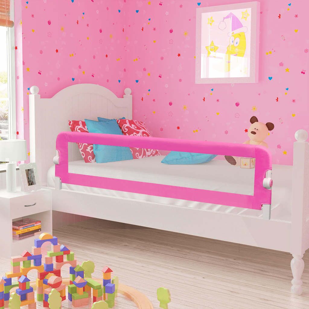 Vidaxl Barandilla De Seguridad Cama De Niño 150x42 Cm Rosa_1
