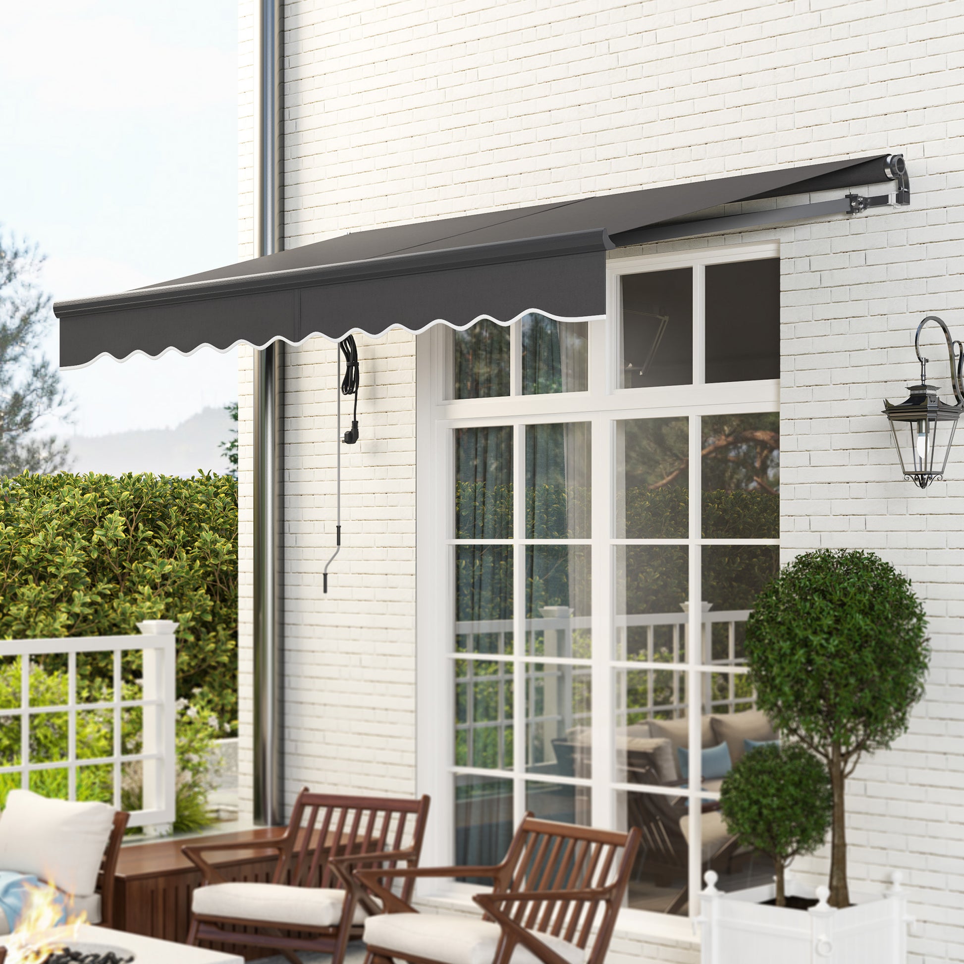 Outsunny Toldo Eléctrico Retráctil Con Mando A Distancia 3x2,5 M Gris Oscuro_4
