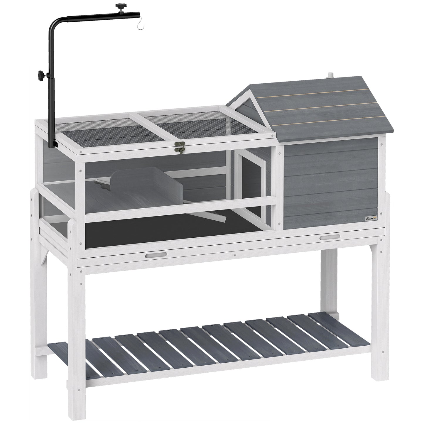 Pawhut Casa Para Tortugas De Madera Con Soporte Para Lámpara Y Techos Abatibles_0