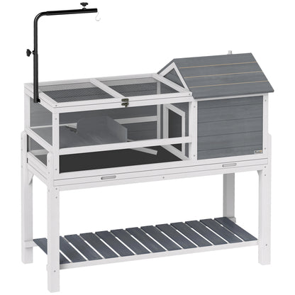 Pawhut Casa Para Tortugas De Madera Con Soporte Para Lámpara Y Techos Abatibles_0