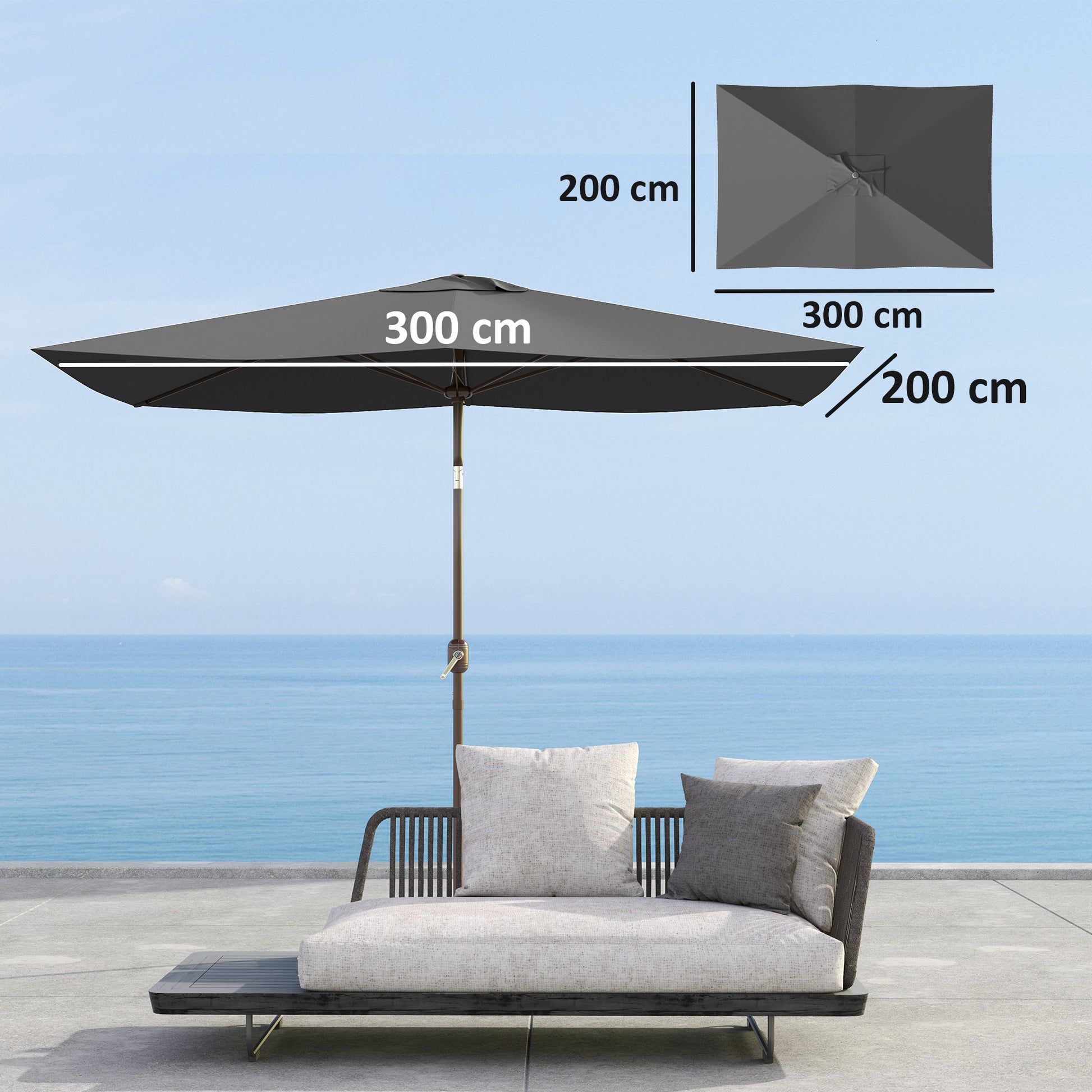 Outsunny Toldo De Recambio De Sombrilla De 3x2 M Con Ventilación Superior Gris_2