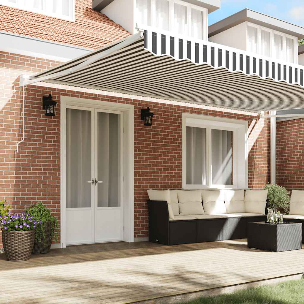 Toldo Retráctil Aluminio Y Tela Gris Antracita Y Blanco 5x3 M_2